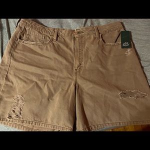 Tan denim shorts